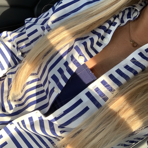 Chico's Tops - Chico’s Navy/White Button Down size 1